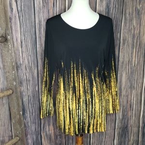 Susan graver long sleeve top yellow black large